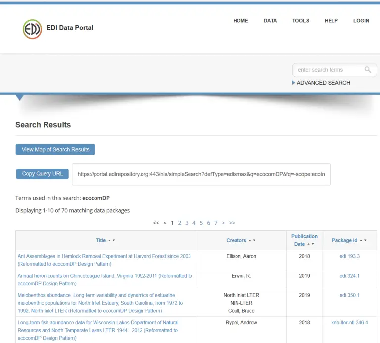 ecocomdp portal search