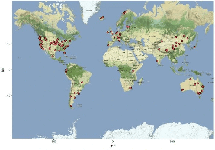 map of participating grassland sites